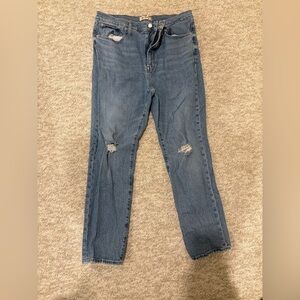 Madewell Blue Distressed High Rise Slim Boy Jean